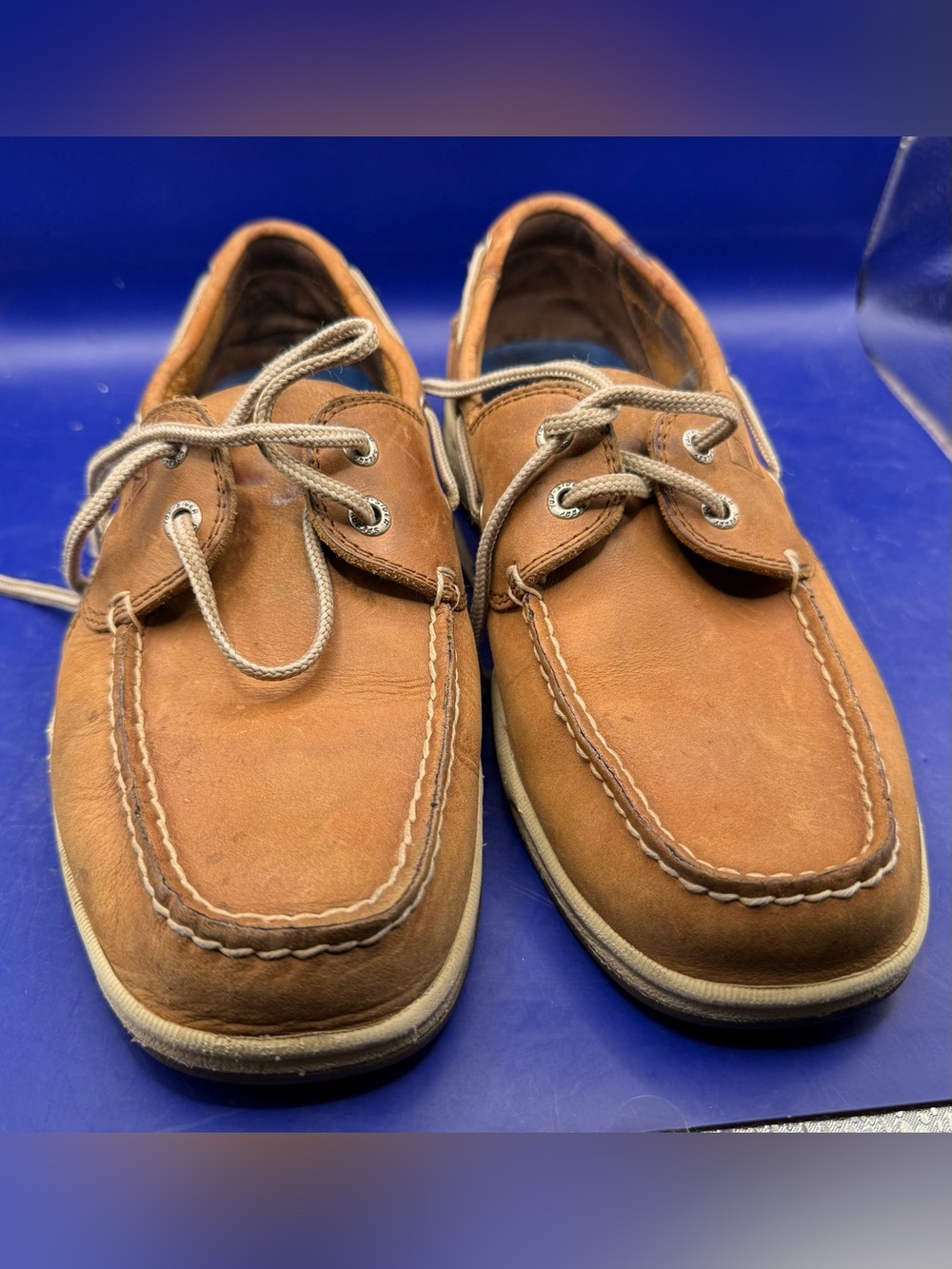 Sperry Top-Sider Billfish 3-Eye Boat Shoes Mens 9M Tan Leather Mesh 0270308